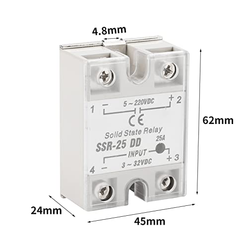 Ssr-25 Dd Solid State Relay, 25A 5-220Vdc Solid State Relay Module Compact Size & High Reliability For Industrial Automatic Process #TOP1