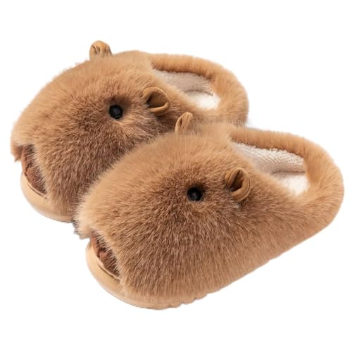 Pantoufles Capoufles chaudes en peluche avec semelle antidérapante pour adulte