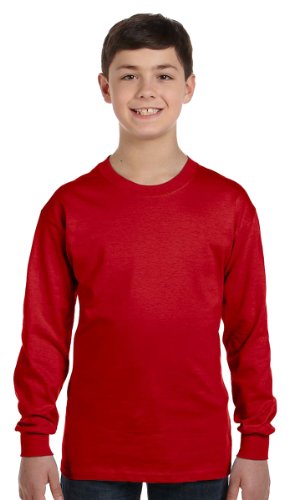 Gildan Heavy Cotton Youth 5.3 oz. Long-Sleeve T-Shirt, Medium, RED