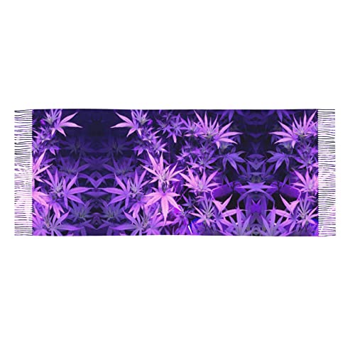 SEAEAGLE Purple Weed Marijuana Leaf Women Fashion Scarfs Tassel Warm Scarves Classic Fringes Shawl Fall Cape Wrap2