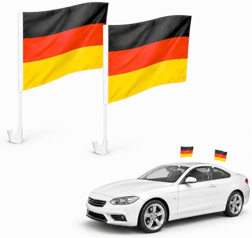 2x Autofahnen Autoflagge Auto Autofahne Fahne Flagge Fanartikel für Fußball WM 2026 (2x Deutschland Auto)