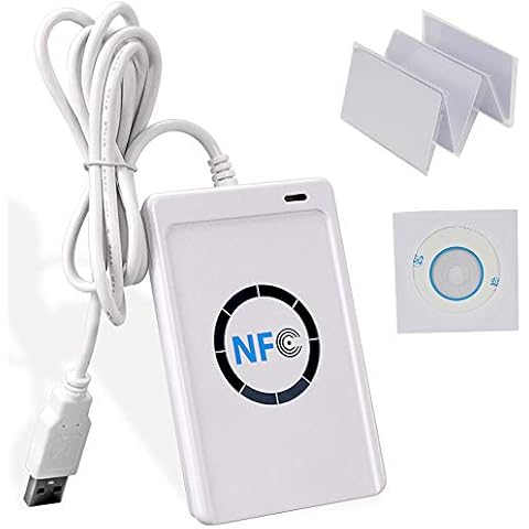 KDL NFC Smart ACR122U RFID Card Reader Writer IC 13.56MHz Card Copier Duplicator Cloner Programmer with USB Cable + SDK Software + 5pcs M1 S50 White Cards ISO14443 A/B Cover