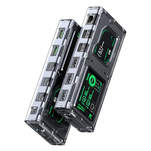 Estación de acoplamiento 13 en 1 RayCue CyberAxon D5 con USB-C 10 Gbps y Ethernet para portátil