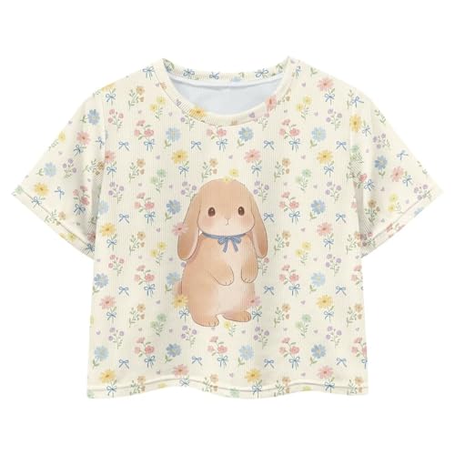 Image of Girls Fashion Crewneck Tee Shirts Casual Short Sleeve Crop Top Summer Outfits 5-14 Year