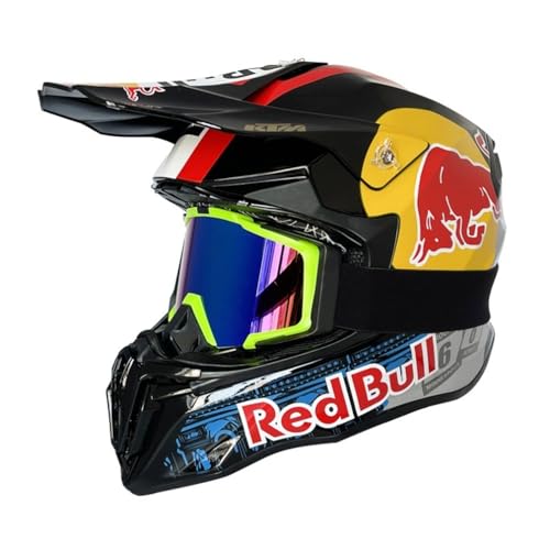 Casco Integral Ligero para Motocross con Gafas máscara y Guantes Cascos para Adultos para Moto ATV y Motociclismo Todoterreno Certificado Dot para Descenso Cruiser BMX y MX