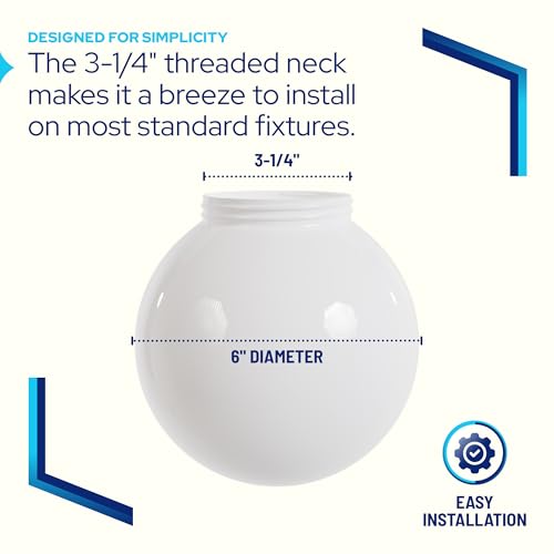Image of KASTLITE White Plain 6 inch Acrylic Festival Globe, 3.25 inch Threaded Neck
