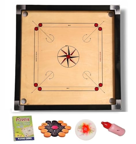 Image of Superior Matte Finish Practice Carrom Board for Serious Professional Practice with Coins Striker and Powder Beige(20 Inch BA)