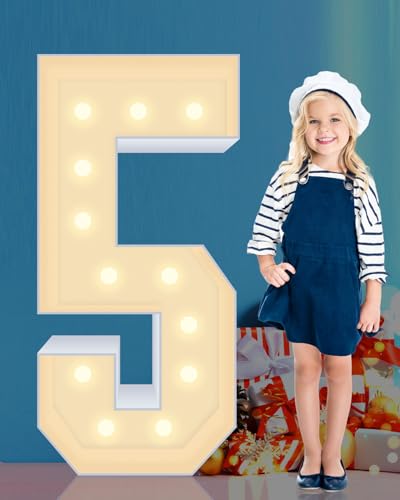 4ft Light up Marquee Numbers 5 Sign - Giant LED Mosaic, 4ft tall