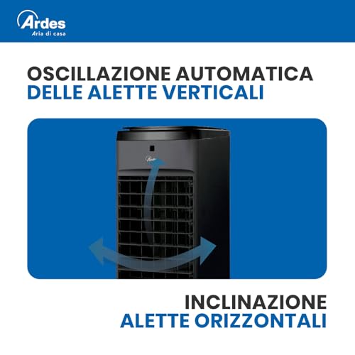 Miniatura 8 de Ardes Ar5amr08 Penny - Refrescador Evaporativo De Medio Ambiente Con Ruedas Digitales, Temporizador Y Mando A Distancia, Capacidad Del Depósito, 4 L, Color Negro