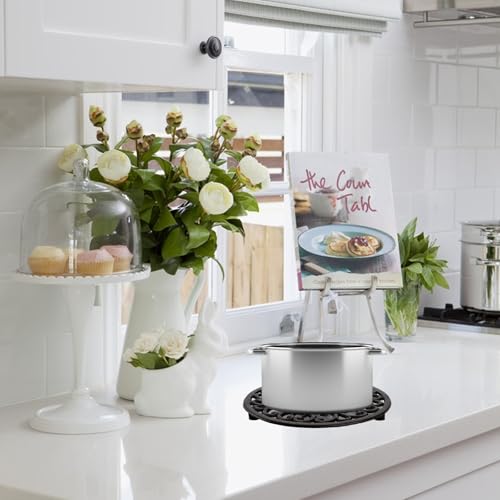 Hedume2packcastirontrivet68castironroundtrivetwithvintagepatternandrubberpegsfeetforservinghotdishpotpansandteapotonkitchencountertopordinning Urban Country Home Decor Hedume 2 pack cast iron trivet 68 cast iron round trivet with vintage pattern and rubber pegsfeet for serving hot dish pot pans and teapot on kitchen countertop or dinning urban country home decor