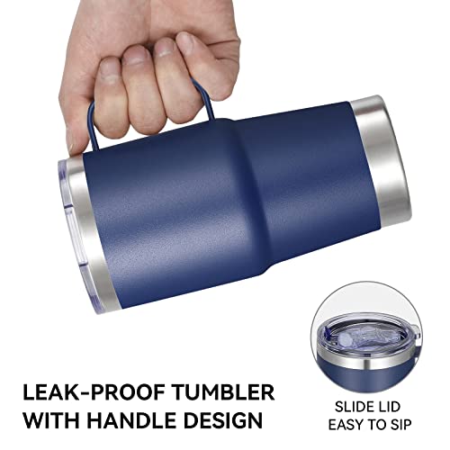 VEGOND 20 oz Tumbler Bulk with Handle Lid and Straw, Stainless Steel Insulated Travel Coffee Mug Set, Spill Proof Double Wall Metal Tumblers Cups, Navy Blue 6 Pack by VEGOND - Used condition - Image 8