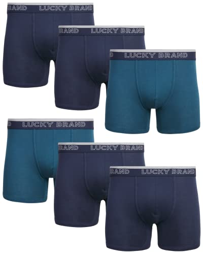 Lucky Brand Men's Super Soft Boxer Briefs (6 Pack), Size Medium, Navy/Indigo/Blue #TOP13
