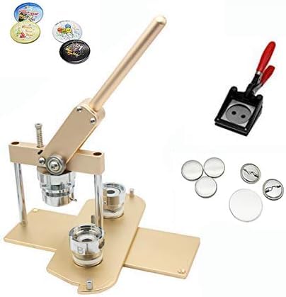 ChiButtons(KIT) 32mm (1.25") Pro Badge Machine Button Maker-B400 + Mould + 200 Parts + Handling Cutter [Metric System] (Golden-New)