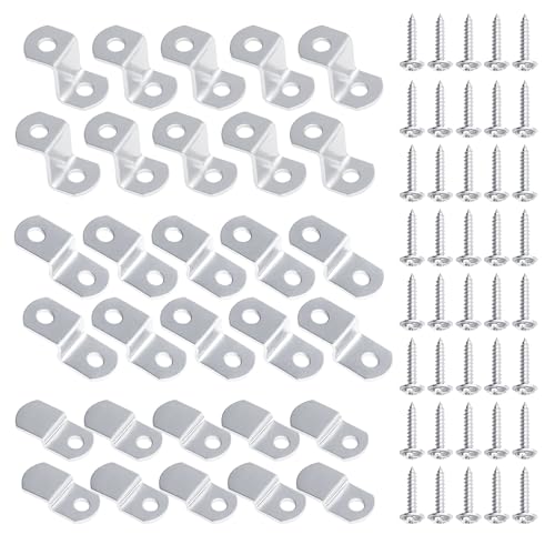 Image of 80 PCS Canvas Offset Clips Framing Clips, 10 PCS Each 1 /8 inch 1 /4 inch 1 /2 inch Z Clips Mirror Clamps for Picture Framing Canvas Painting Mounting Tools with 50 PCS Universal Screws Framing Fixing Accessories