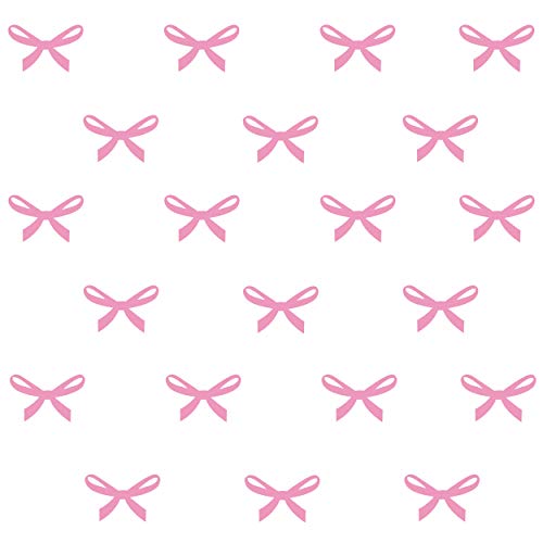 Melissalove 48pcs Pink Ribbons Wall Stickers for Kids Room Princess Girl Bedroom Bow Wall Decals Removable Vinyl DIY Mural Stickers A407 (Light Pink)