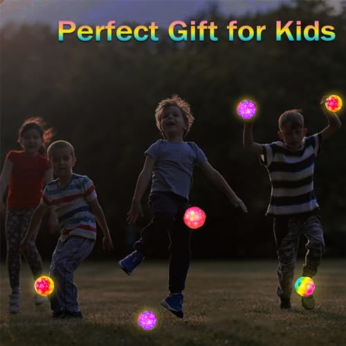 Ycaaeo 4 Stück Jump Ball Leuchtend mit Geschenkbox Flummiball High Bouncing Galaxy Moon Spaceballs Leuchtender Springball für Kinder Outdoor & Indoor