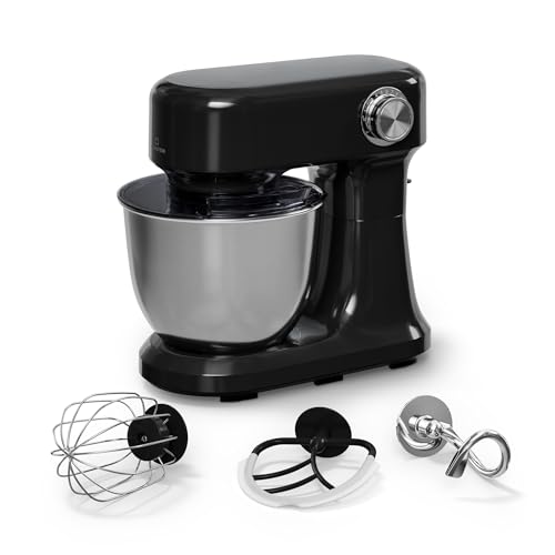 Klarstein Bella Evo Robot de Cocina 1500W – 5L Acero Inoxidable, 12 Velocidades, Función Pulso, Gancho & Batidor, Robot Cocina Multifunción, Protector Salpicaduras, Negro