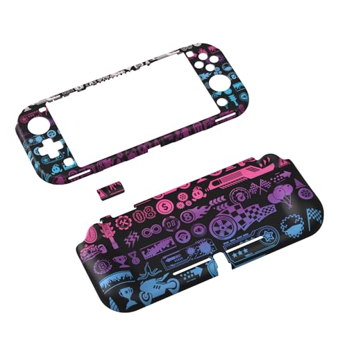 PlayVital ZealProtect Nintendo Switch Lite�ɑΉ��p�ی�V�F��(�p�^���f�U�C��)�ASwitch Lite�ɑΉ��p�l�ԍH�w�Ɋ�Â����f�U�C�������n�[�h�V�F���A�O���X�X�N���[���t�B�������X���b�g�J�o�[���{�^���L���b�v�͕t