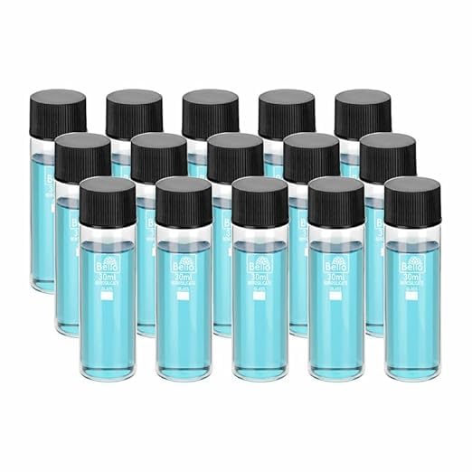 Bello 12pcs-30ml Clear Glass Vials Culture tube with Screw Caps Glass Sample Vial with PE Stopper, Leak-Proof Glass Bottles Containers for Cosmetics Perfume Making Lab-image-17