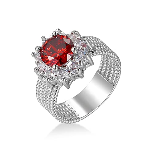 WHZHDMA 100% Oval Ruby Gemstone Wedding Engagement Ring Jewelry