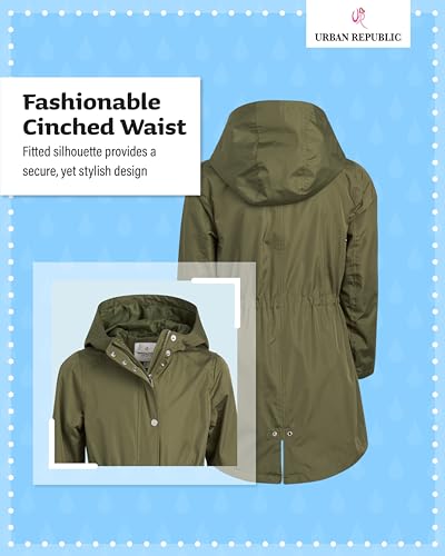 Image of URBAN REPUBLIC Girls Rain Jacket - Lightweight Slicker Shell Rain Coats for Girls Hooded Windbreaker Kids Raincoat
