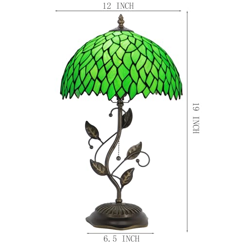 Image of Tiffany Table Lamp Stained Glass Bedside Reading Light W12H19 inch