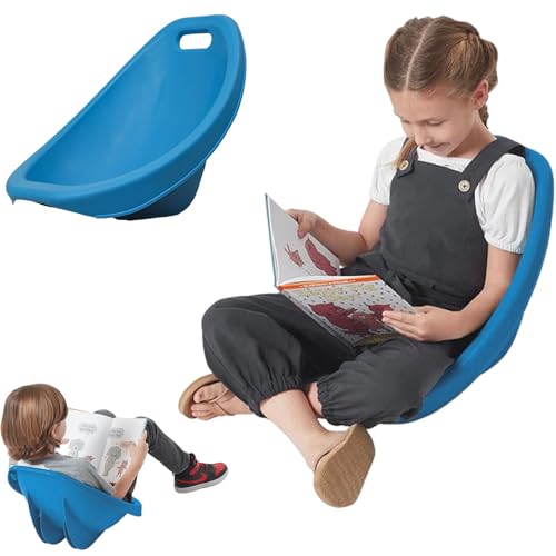 wangdahua Scoop Rocker Chairs for Cassroom, Kids Plastic Chair, Floor Scoop Chair, Portable Reading Chair with Back Support, Flexible Classroom Seating, Sensory Wiggle Chair for Toddler Age 3-9,Blue