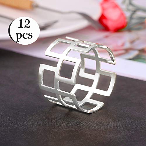 LogHog Alloy Silver Napkin Rings Set of 12,Delicate Napkin Holder Ring Buckles Ideal