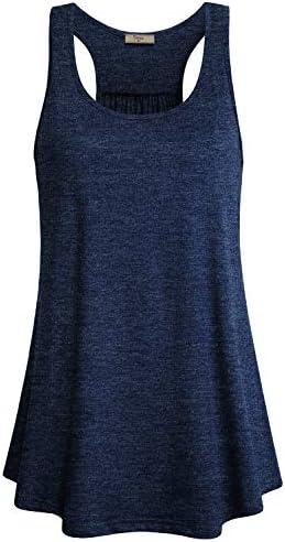 Cestyle Tops for Women Summer, Ladies Sleeveless Tanks Jersey Scoop Neck Tunics for Leggings Swing Casual Racerback Stylish Maternity Clothes Blue X-Large