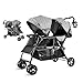 besrey Passeggini Gemellari Doppio Leggero per Bambini da 0 Mesi a 15 kg con Schienale Regolabile + Parapioggia Gratis-Grigio
