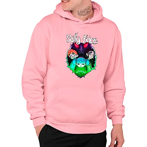 Moletom Basica Algodão Sally Face Personagem Cabelo Azul Cor:Rosa;Tamanho:P