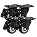 Houseables Caster Wheels, 4 Locking Castors, 2 Inch, Black, Heavy Duty, 600 LB Total Capacity, Metal Swivel Brake Casters, Locking, Rubber Wheel, Castor Set, for Furniture, Dolly, Carts