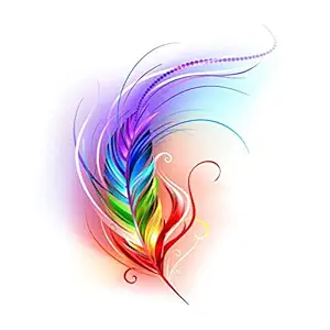 Simply Inked Glowing Feather Temporary Tattoo Designer Tattoo for Girls Boys Men Women waterproof Sticker Size: 2.5 X 4 inch 1pc. l Multicolor l 2g