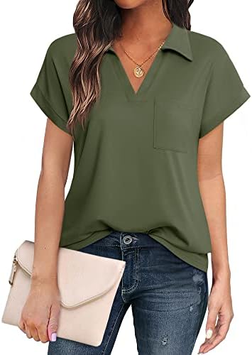 Vivilli Women's Tops and Blouses Short Sleeve Business Casual Collared Tunic Shirt 1 Vivilli Women's Tops and Blouses Short Sleeve Business Casual Collared Tunic Shirt