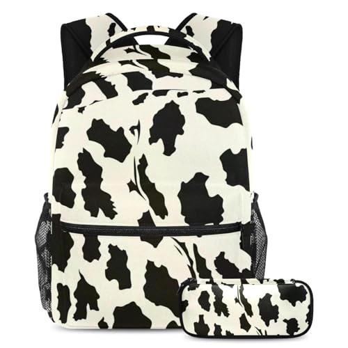 Ensemble de cartables 2 pièces vache marron pour adolescents et étudiants