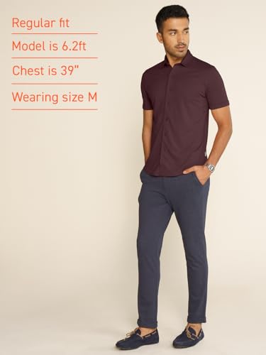 Image of DaMENSCH Men's Constant All-Degree Half Sleeve Regular fit Shirt, Pique Textured, Thermoregulating Cotton Blend, Recycled Fabric Shirts Stylish