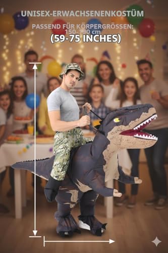 FUNFOCUS Aufblasbare Dinosaurier kostüm Erwachsene - Unisex Halloween & Karneval Faschings dino kostüm für 150-190cm -inflatable costume Perfekt für Partys, Geburtstage & Feste,dinosaur costume adult