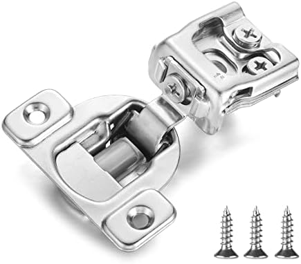 Vallecloud (4 Pack) 1 Inch Overlay Soft Close Cabinet Hinges, Kitchen Concealed Hinges for Face Frame Door, European Hinges with Brushed Nickel