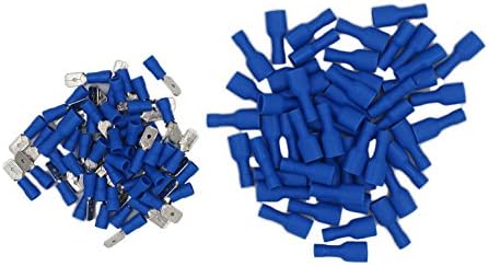 Grapelet 100x Blue Spade Connector Insulated Crimp Terminals for Electrical Wiring
