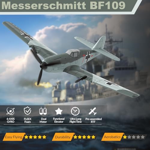 Image of RC Plane, 3 Channel BF - 109 Remote Control Airplane, 2.4GHz & 6 Axis Gyro Stabilizer, 2 Batteries Included, Ideal for Adults, Beginners