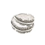 Material: plata de ley 925. VANKER - Anillo de plata de ley 925 con diseño de plumas de pájaro