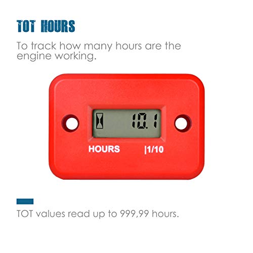 Runleader Digital Lcd Waterproof Hour Meter For Small Engine,Track Oil Change Intervals, Generator,Lawn Mower,Outboard,Atv,Snow Blowers,Marine,Dirt Ski ,Motorcycle(Hm006A-Re)） #TOP1