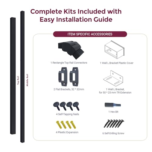 image for CHR Fence & Rail Hand Rails for Outdoor Steps Extension, 4ft Rectangul