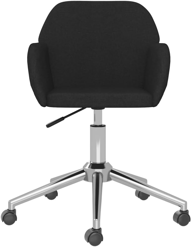 vidaXL Office Chair, Home Office Chair with Wheels and Arms, Office Desk Chair for Makeup Room Bedroom Living Room, Modern Style, Black Fabric