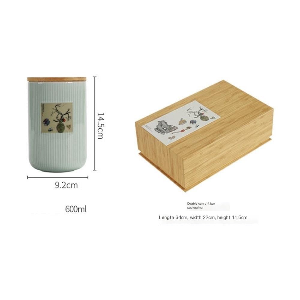 LYGSWDB Pojemnik na herbatę luzem pojemnik do przechowywania herbaty słoik ceramiczny szczelnie zamknię słoik kreatywny zestaw do herbaty podwójny słoik zestaw pudełek pusty słoik puszka na herbatę