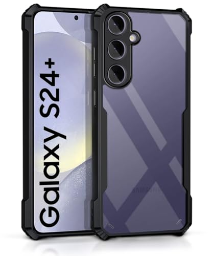 Image of WOW IMAGINE Shock Proof Clear Protective Back Case for Samsung Galaxy S24 Plus 5G - AirEDGE Technology | 360 Degree Camera Protection | Transparent Hybrid Back Case Mobile Cover - Black