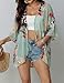 Chunoy Women Casual Spring Summer Lightweight Cardigan Blouse Top Chiffon Kimono Cover Up Green X-Large