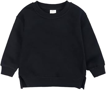 Toddler Baby Boys Girls Crewneck Fleece Pullover Sweatshirt Solid Color Fall Winter Warm Blouse Tops Clothes
