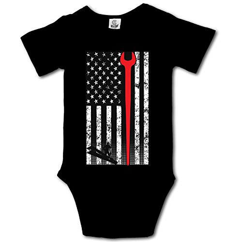 ChunBB Unisex Infant Baby Bodysuit American Ironworker - Short Sleeve Romper Black Onesies
