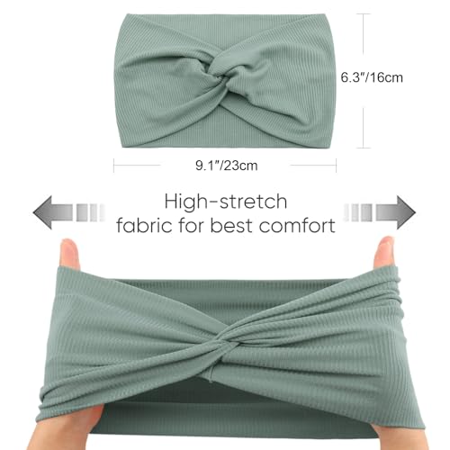 Image of DRESHOW 4 Pack Turban Headbands for Women Wide Vintage Head Wraps Knotted Cute Hair Band Accessories